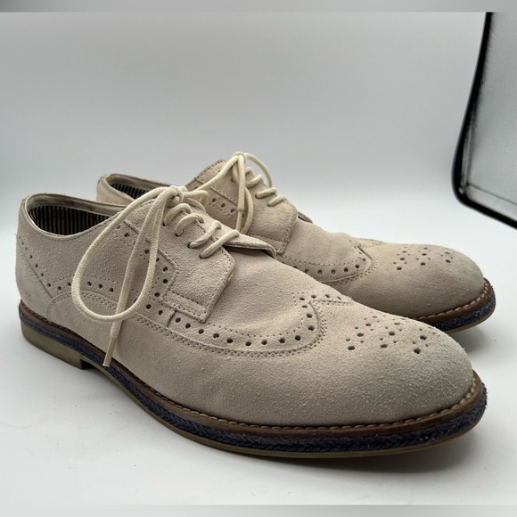 Kenneth Cole Wingtip Oxford Beige Suede Dress Shoes Men’s 8